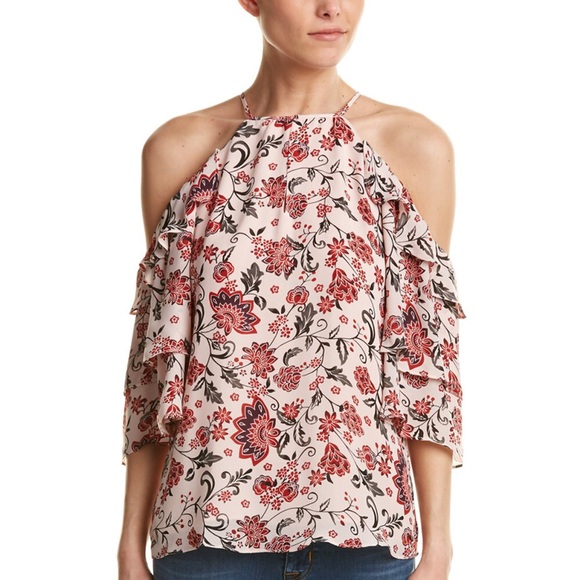 parker cold shoulder ruffle blouse